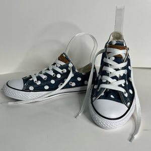 Converse Denim Polka Dot Leather Tag Sz 3 Youth